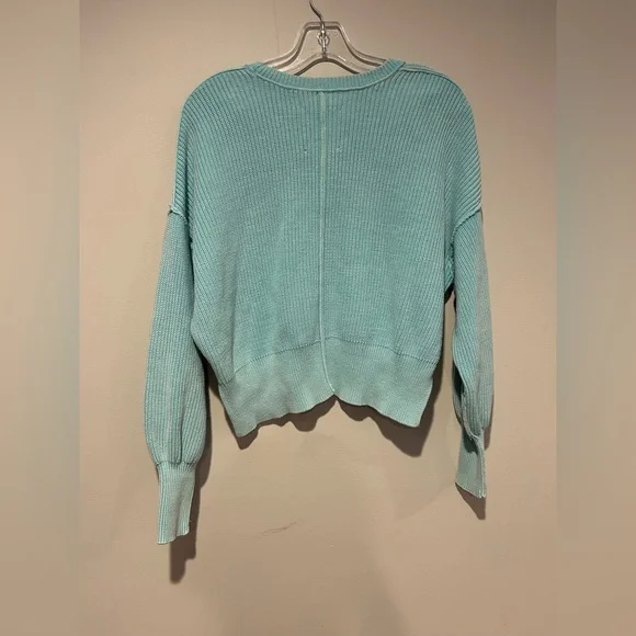💎 Aerie Light Blue Ribbed Knit Sweater – 100% Cotton, Size XS - Picture 4 of 9